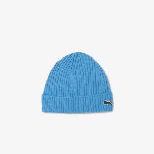 Lacoste Πλευρωτός Μαλλί Beanie μπλε | QY3067415