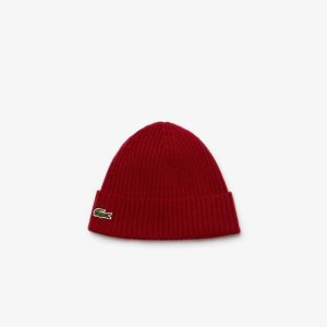 Lacoste Πλευρωτός Μαλλί Beanie μπορντο | VL1964205