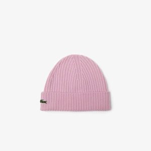 Lacoste Πλευρωτός Μαλλί Beanie ροζ | LS1873946