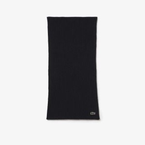 Lacoste Πλευρωτός Μαλλί Scarf σκουρο μπλε μπλε | MD2709364