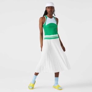 Lacoste Πλισέ Colorblock Tank Top μπλε πρασινο ασπρα | LD7804156