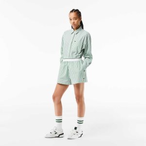 Lacoste Ριγέ βαμβακερα Poplin πρασινο ασπρα | NY6042913