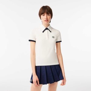 Lacoste αθλητικα & Rich Contrast Collar ασπρα σκουρο μπλε μπλε | QR1569428