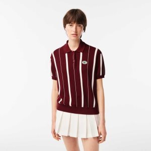 Lacoste αθλητικα & Rich Ριγέ Polo Collar μπορντο ασπρα | BG9732415