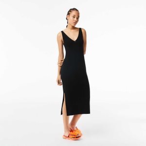 Lacoste αμανικα Knit Midi μαυρα | VJ8129340