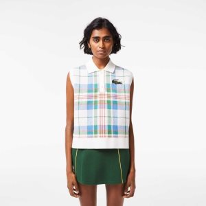 Lacoste αμανικα Organic βαμβακερα Check Polo ασπρα μπλε πρασινο πορτοκαλι | PN7630152