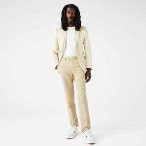 Lacoste βαμβακερα And Linen Blend Πλισέ Μπεζ | QD5802394