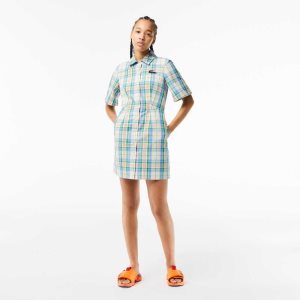 Lacoste βαμβακερα Blend Checkerboard ασπρα πρασινο μπλε πορτοκαλι ασπρα | UL3457268