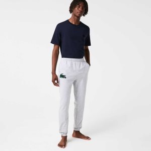 Lacoste βαμβακερα Fleece Lounge Joggers γκρι πρασινο | FE6714309