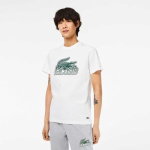Lacoste βαμβακερα Jersey Print ασπρα | RO3874592