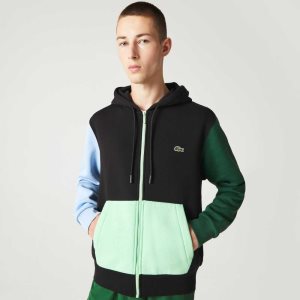 Lacoste κλασικα Fit Color-Block Κουκουλοφόρος Zip μαυρα πρασινο μπλε ανοιχτο πρασινο | IV7304518