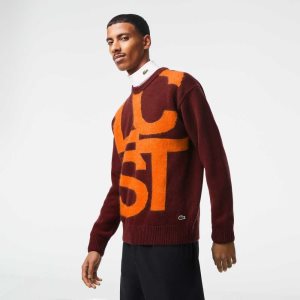 Lacoste κλασικα Fit Contrast Lettering Μαλλί μπορντο πορτοκαλι | MZ3859076