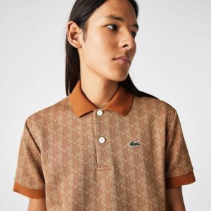 Lacoste κλασικα Fit Monogram Print Μπεζ καφε | AL9256107