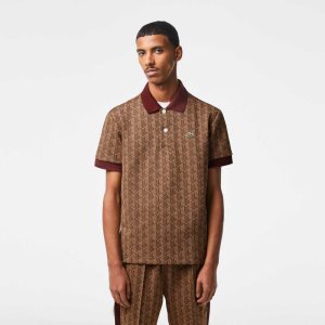 Lacoste κλασικα Fit Monogram Print Μπεζ μπορντο | WG1872690