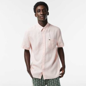 Lacoste κοντο Sleeve Linen ανοιχτο ροζ | SI6954321