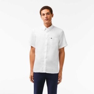 Lacoste κοντο Sleeve Linen ασπρα | HQ9148753