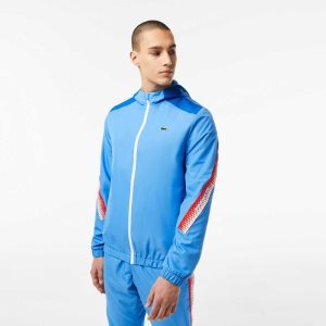 Lacoste τενις Recycled Polyester Κουκουλοφόρος Jacket μπλε ασπρα | NF5743891