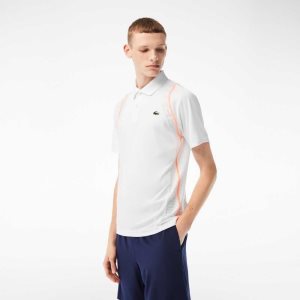 Lacoste τενις Recycled Polyester ασπρα πορτοκαλι | KV0675193