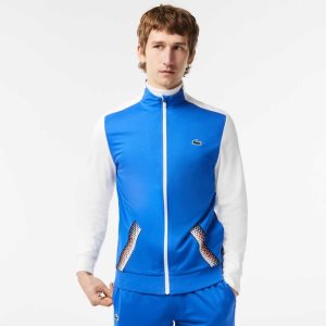 Lacoste τενις Zipped Ripstop Sweatshirt μπλε ασπρα μπλε | YS8967105