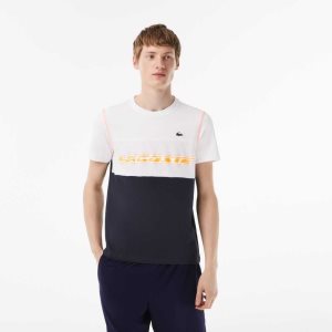 Lacoste τενις x Daniil Medvedev Jersey ασπρα μπλε πορτοκαλι | IX7192543