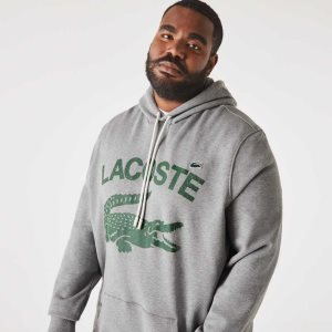 Lacoste ψηλεσ Fit βαμβακερα Fleece Hoodie γκρι | UC0751824