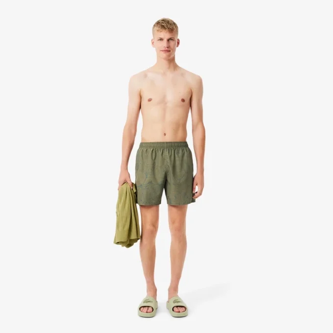 Ανδρικά μαγιό μεσαίου μήκους με τύπωμα σε μορφή μποξεράκι Ανδρικά μαγιό μεσαίου μήκους με τύπωμα σε μορφή μποξεράκι