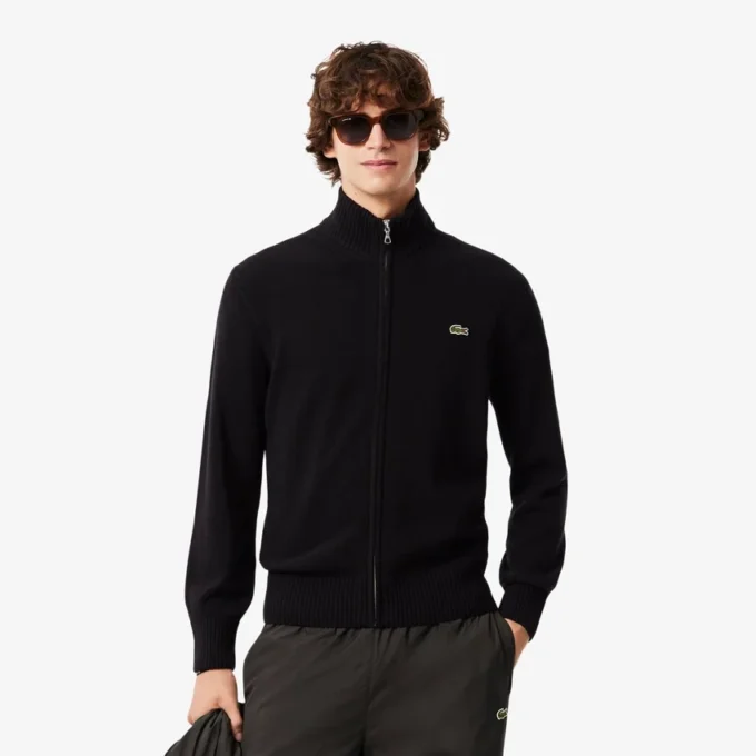 Ανδρικό μάλλινο πουλόβερ με φερμουάρ Ανδρικό μάλλινο πουλόβερ με φερμουάρ