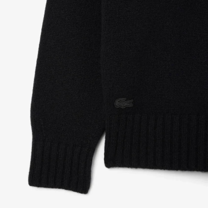 Ανδρικό πουλόβερ από μαλλί με λογότυπο Intarsia Ανδρικό πουλόβερ από μαλλί με λογότυπο Intarsia
