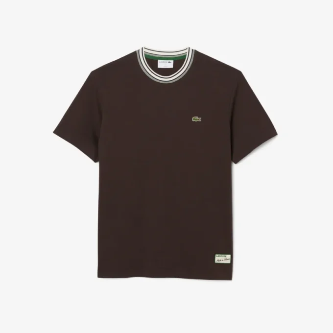 Ανδρικό T-shirt με ρίγες στο λαιμό, κατασκευασμένο στη Γαλλία Ανδρικό T-shirt με ρίγες στο λαιμό, κατασκευασμένο στη Γαλλία