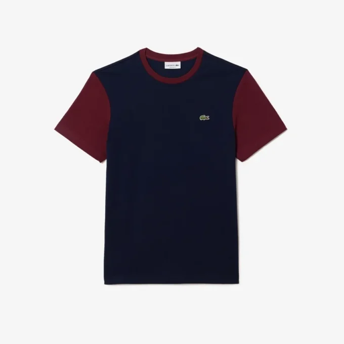 Ανδρικό βαμβακερό T-shirt με χρωματικά μπλοκ και κανονική εφαρμογή Ανδρικό βαμβακερό T-shirt με χρωματικά μπλοκ και κανονική εφαρμογή