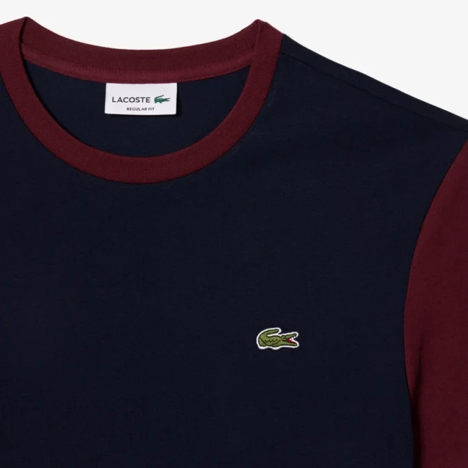 Ανδρικό βαμβακερό T-shirt με χρωματικά μπλοκ και κανονική εφαρμογή Ανδρικό βαμβακερό T-shirt με χρωματικά μπλοκ και κανονική εφαρμογή