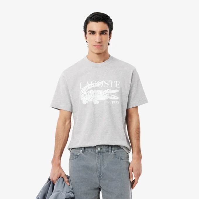 Ανδρικό βαμβακερό T-shirt με κλασική εφαρμογή και τύπωμα Ανδρικό βαμβακερό T-shirt με κλασική εφαρμογή και τύπωμα