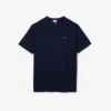Ανδρικό βαμβακερό T-shirt με ραβδωτό V-neck και ψηλό σωματότυπο