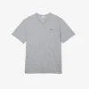 Ανδρικό βαμβακερό T-shirt με ραβδωτό V-neck και ψηλό σωματότυπο Ανδρικό βαμβακερό T-shirt με ραβδωτό V-neck και ψηλό σωματότυπο