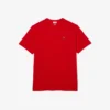 Ανδρικό βαμβακερό T-shirt με ραβδωτό V-neck και ψηλό σωματότυπο