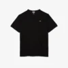 Ανδρικό βαμβακερό T-shirt με ραβδωτό V-neck και ψηλό σωματότυπο