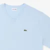 Ανδρικό βαμβακερό T-shirt με ραβδωτό V-neck και ψηλό σωματότυπο Ανδρικό βαμβακερό T-shirt με ραβδωτό V-neck και ψηλό σωματότυπο