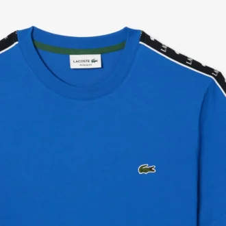 Ανδρικό βαμβακερό T-shirt με ρίγες και λογότυπο Ανδρικό βαμβακερό T-shirt με ρίγες και λογότυπο