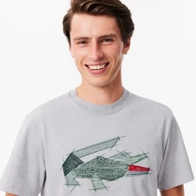 Ανδρικό βαρύ βαμβακερό T-shirt με σχέδιο κροκοδείλου Ανδρικό βαρύ βαμβακερό T-shirt με σχέδιο κροκοδείλου