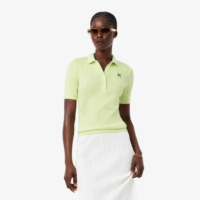 Γυναικείες Polo Μπλούζες Slim Fit Pointelle με το λογότυπο L.12.D Γυναικείες Polo Μπλούζες Slim Fit Pointelle με το λογότυπο L.12.D