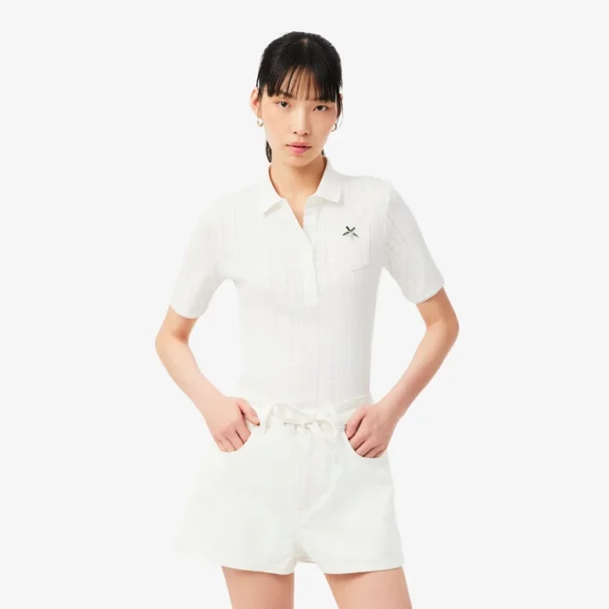 Γυναικείες Polo Μπλούζες Slim Fit Pointelle με το λογότυπο L.12.D Γυναικείες Polo Μπλούζες Slim Fit Pointelle με το λογότυπο L.12.D