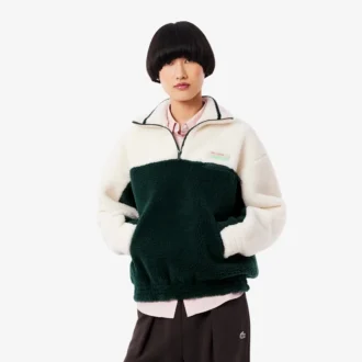 Γυναικείο φούτερ φλις με ψηλό γιακά και oversized γραμμή