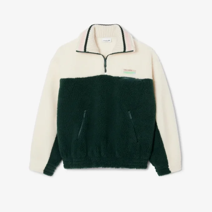 Γυναικείο φούτερ φλις με ψηλό γιακά και oversized γραμμή Γυναικείο φούτερ φλις με ψηλό γιακά και oversized γραμμή