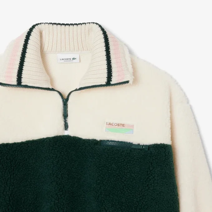 Γυναικείο φούτερ φλις με ψηλό γιακά και oversized γραμμή Γυναικείο φούτερ φλις με ψηλό γιακά και oversized γραμμή