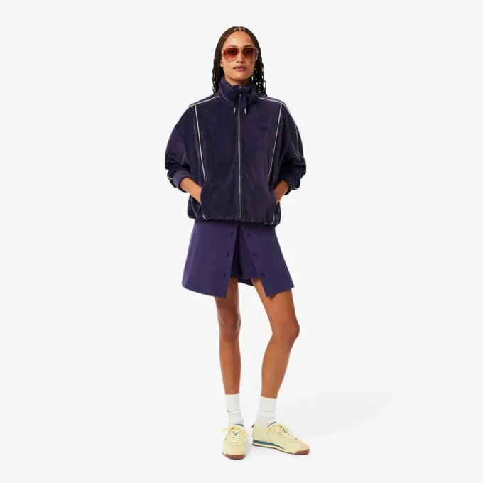 Γυναικείο φούτερ βελούδου με φερμουάρ και oversized γραμμή Γυναικείο φούτερ βελούδου με φερμουάρ και oversized γραμμή
