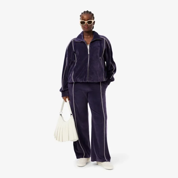 Γυναικείο φούτερ βελούδου με φερμουάρ και oversized γραμμή Γυναικείο φούτερ βελούδου με φερμουάρ και oversized γραμμή