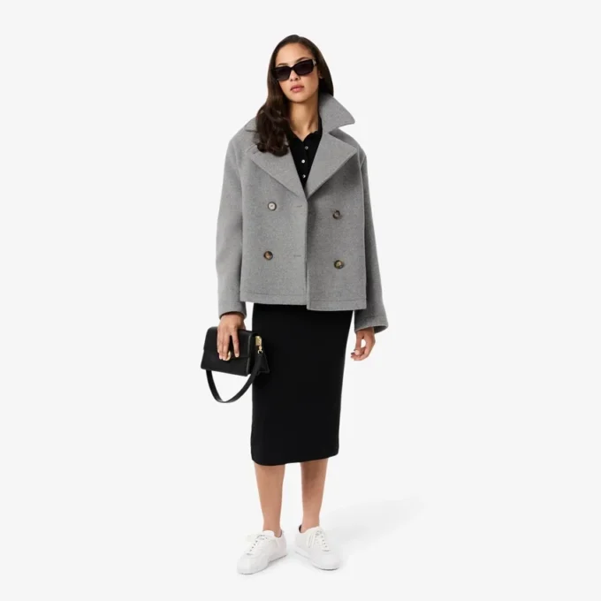 Γυναικείο κοντό oversized παλτό από μείγμα μαλλιού The Blend Γυναικείο κοντό oversized παλτό από μείγμα μαλλιού The Blend