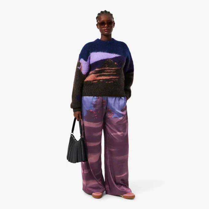 Γυναικείο παντελόνι oversized με τοπίο Γυναικείο παντελόνι oversized με τοπίο