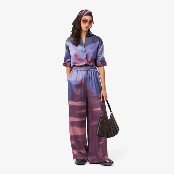 Γυναικείο παντελόνι oversized με τοπίο Γυναικείο παντελόνι oversized με τοπίο
