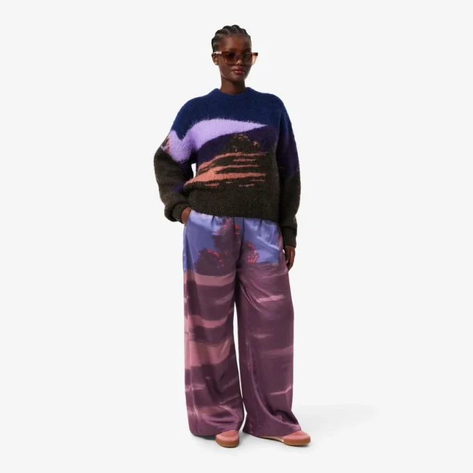 Γυναικείο παντελόνι oversized με τοπίο Γυναικείο παντελόνι oversized με τοπίο